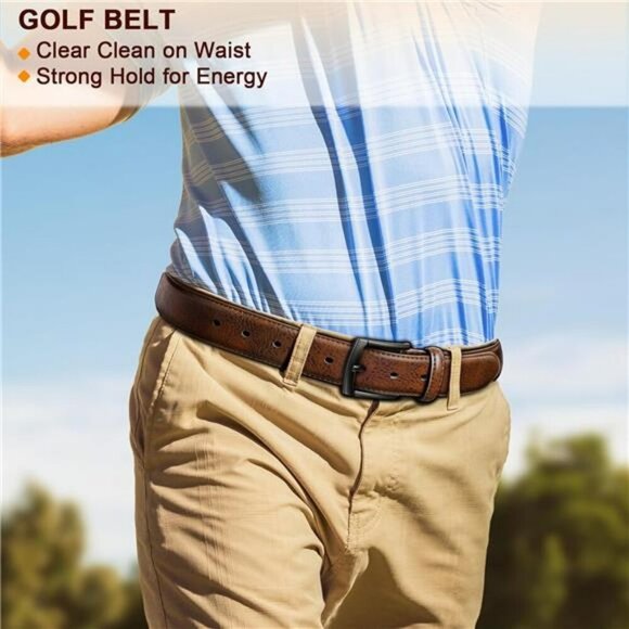 Men Leather Belt 2 Pack Adjustable Dress Belt Casual Jeans Belt 1 3 8 Inch - Picture 5 of 8